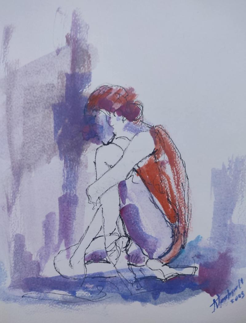 Ballerina akvarelisani crtez, 20*20cm